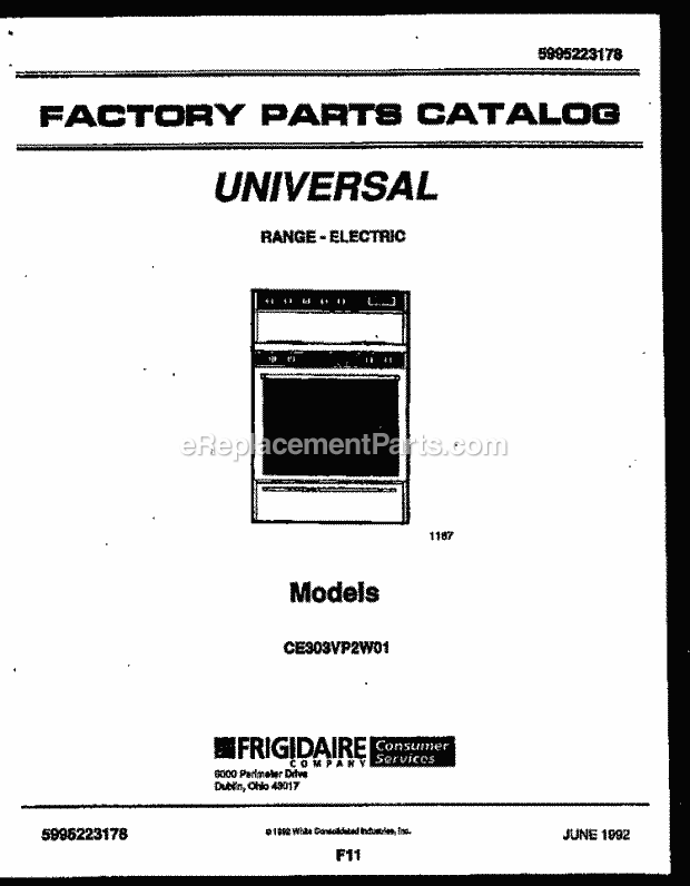 Frigidaire CE303VP2WW01 Frg(V1) / Electric Range Page E Diagram