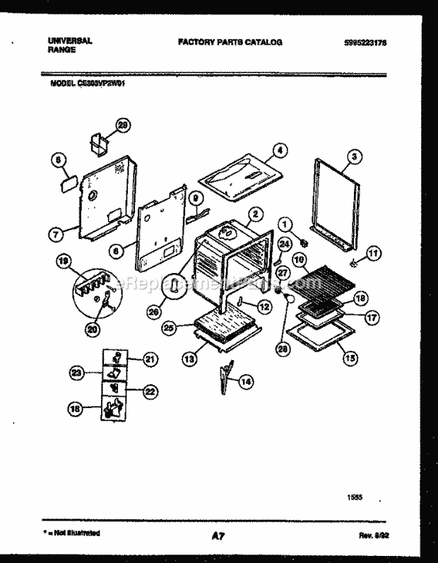 Frigidaire CE303VP2Y01 Gib(V9) / Electric Range Body Parts Diagram