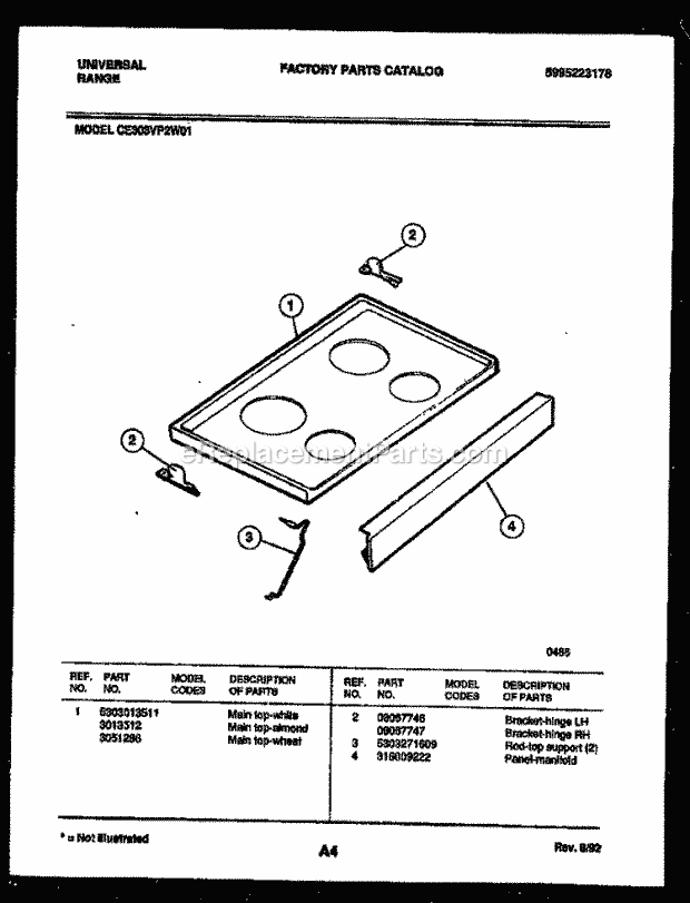 Frigidaire CE303VP2Y01 Gib(V9) / Electric Range Cooktop Parts Diagram