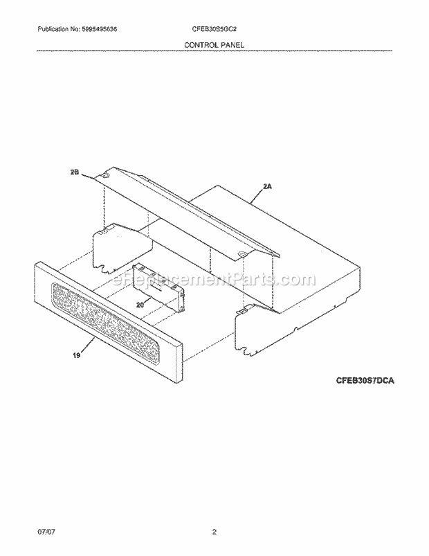 Frigidaire CFEB30S5GC2 Built-In, Electric Wall Oven Control Panel Diagram