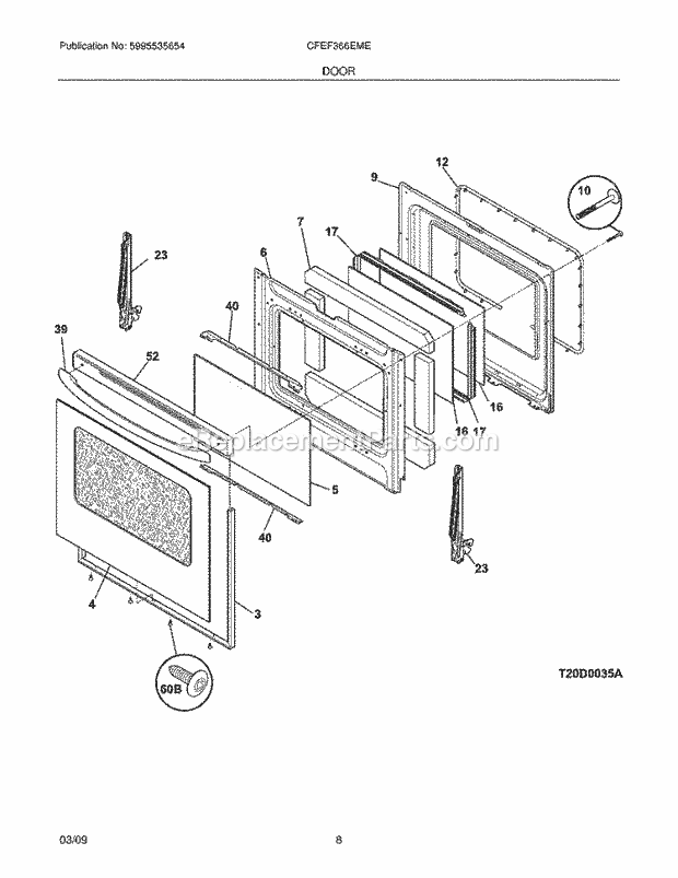 Frigidaire CFEF366EME Range Door Diagram