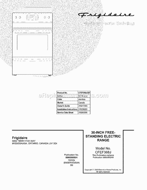 Frigidaire CFEF368JCD Range Page C Diagram