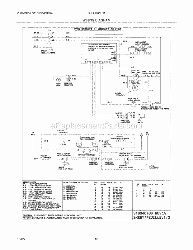 Frigidaire CFEF372EC1 Freestanding, Electric Electric Range Page F Diagram