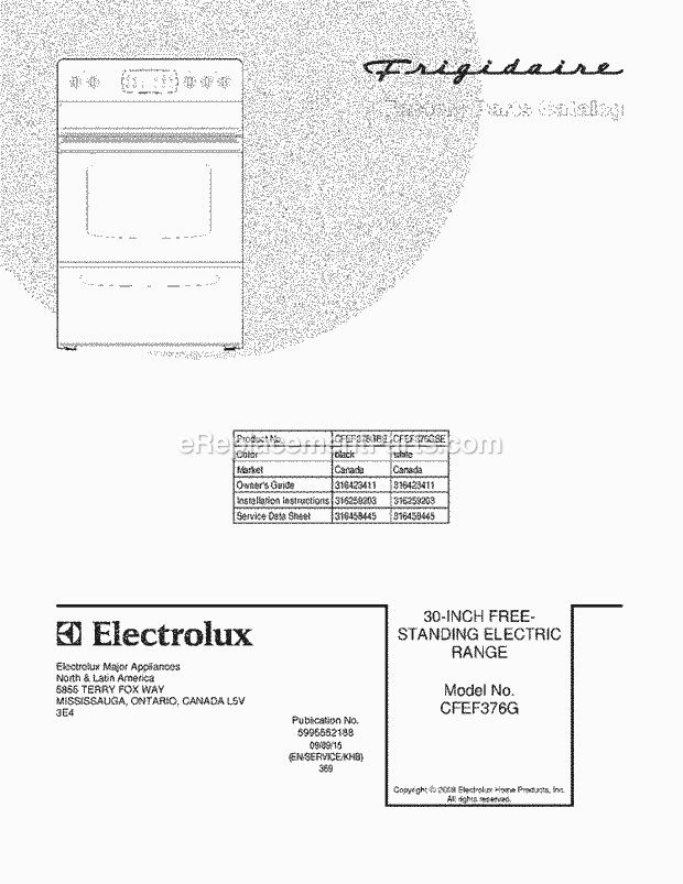 Frigidaire CFEF376GBE Range Page C Diagram