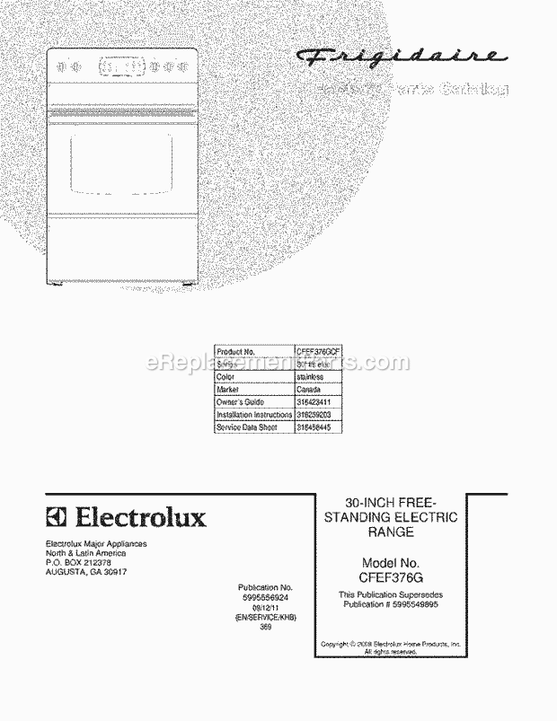 Frigidaire CFEF376GCF Range Page C Diagram