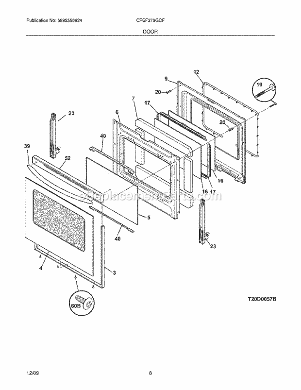 Frigidaire CFEF376GCF Range Door Diagram