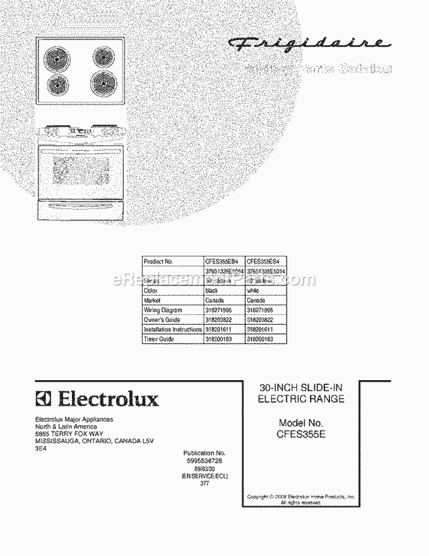 Frigidaire CFES355EB4 Range Page C Diagram