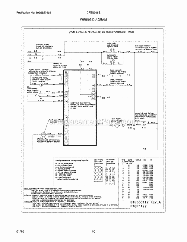Frigidaire CFES355ES5 Range Page G Diagram