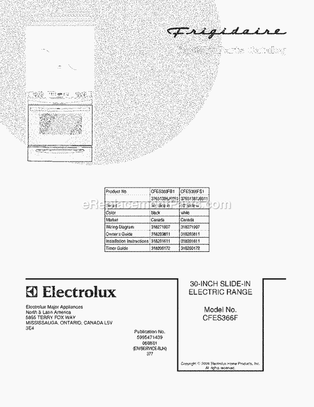 Frigidaire CFES366FB1 Slide-In, Electric Electric Range Page C Diagram