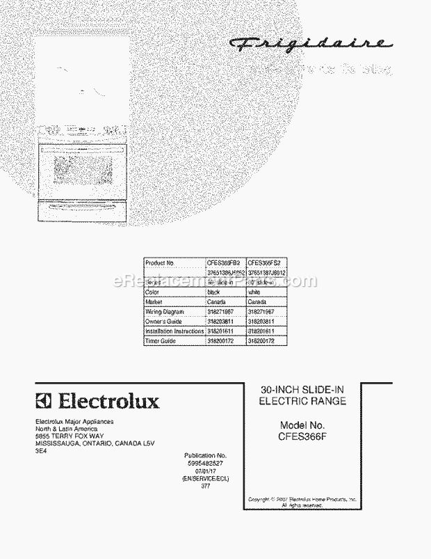 Frigidaire CFES366FB2 Slide-In, Electric Electric Range Page C Diagram
