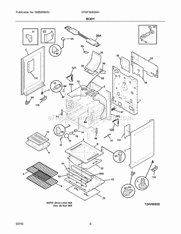 Frigidaire CFGF368GMH Range Body Diagram