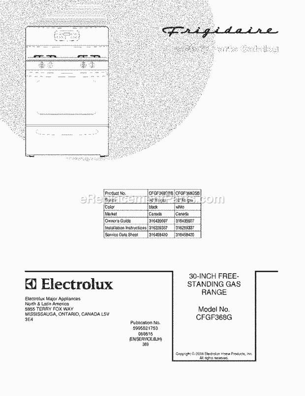 Frigidaire CFGF368GSB Range Page D Diagram