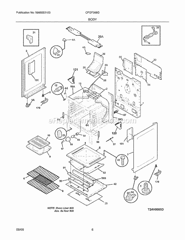 Frigidaire CFGF368GSF Range Body Diagram