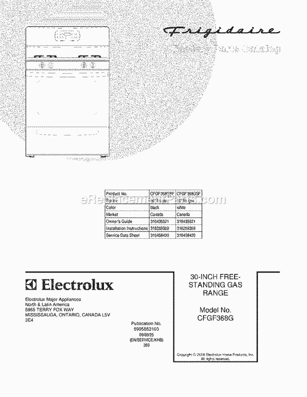 Frigidaire CFGF368GSF Range Page D Diagram