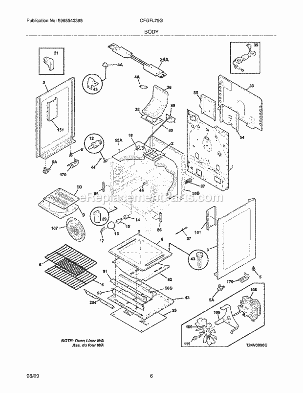 Frigidaire CFGFL79GBD Range Body Diagram