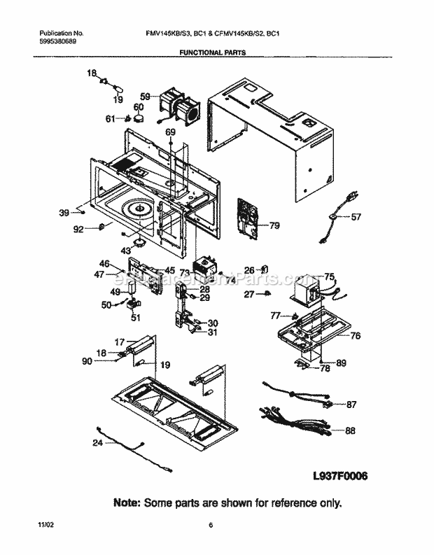 Frigidaire CFMV145KS2 Table Top Frigidaire/Microwave Functional Parts Diagram