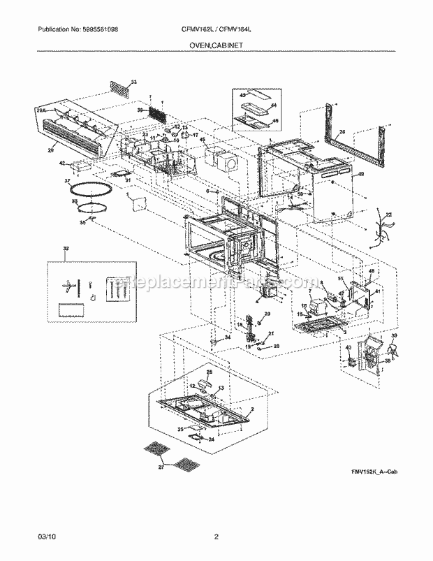 Frigidaire CFMV162LQA Microwave Oven,Cabinet Diagram