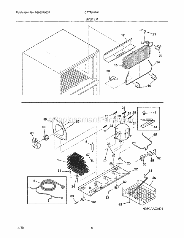 Frigidaire CFTR1826LS3 Refrigerator System Diagram