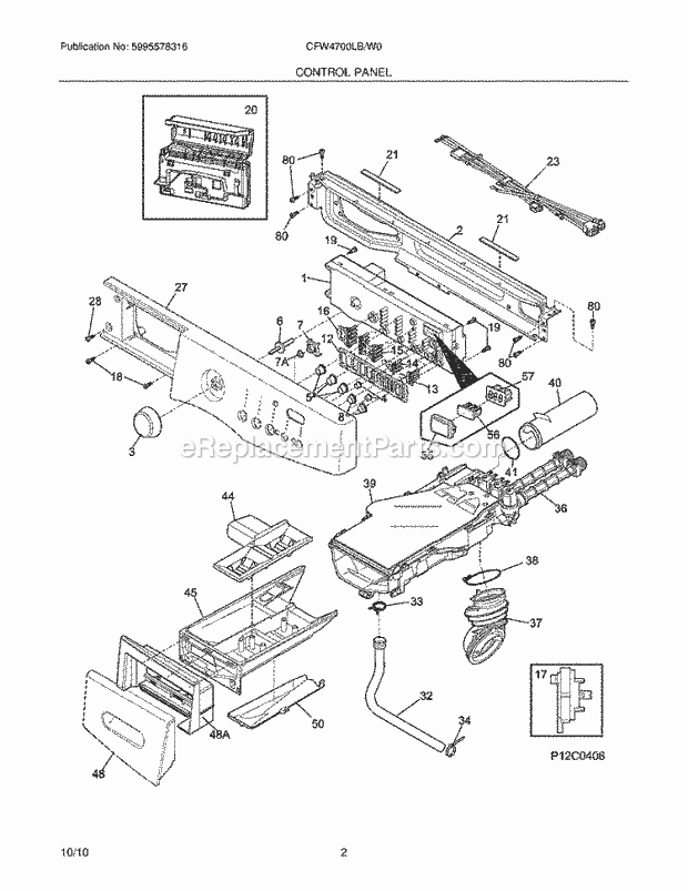 Frigidaire CFW4700LB0 Washer Control Panel Diagram