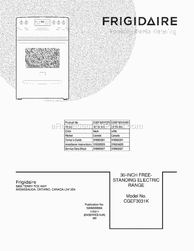 Frigidaire CGEF3031KBD Range Page C Diagram