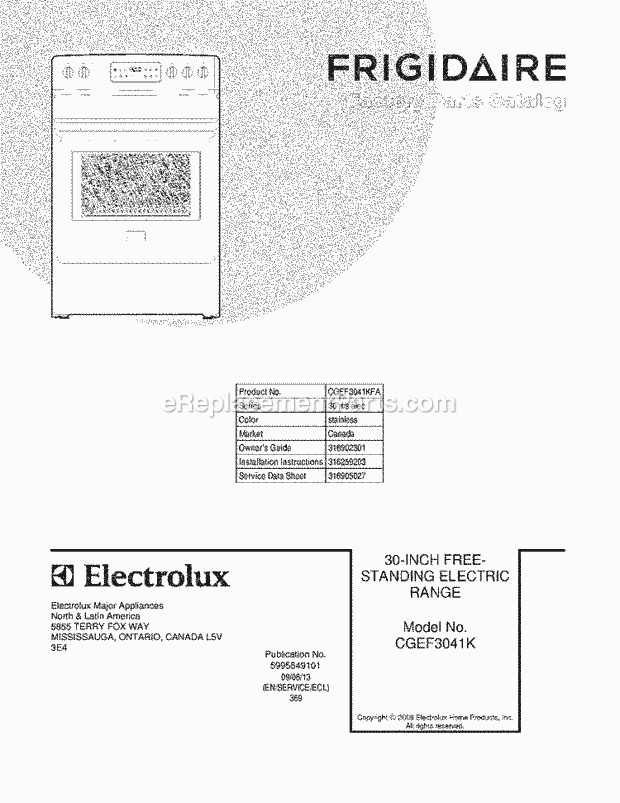 Frigidaire CGEF3041KFA Range Page C Diagram