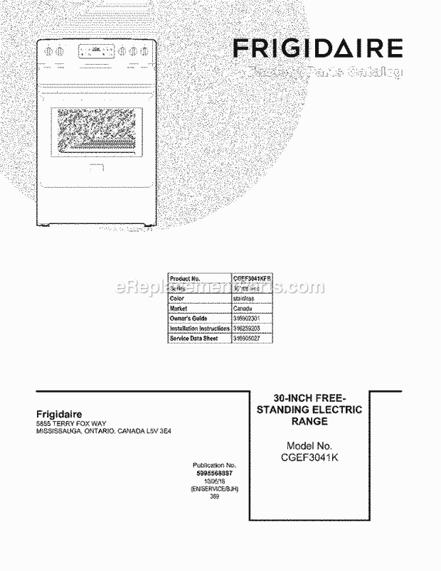 Frigidaire CGEF3041KFB Range Page C Diagram