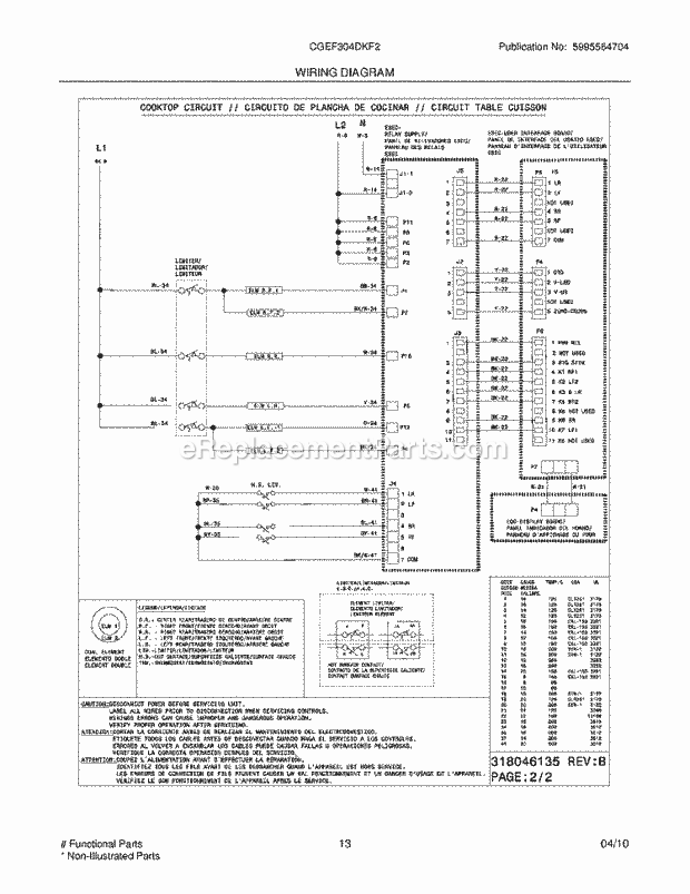 Frigidaire CGEF304DKF2 Range Page G Diagram