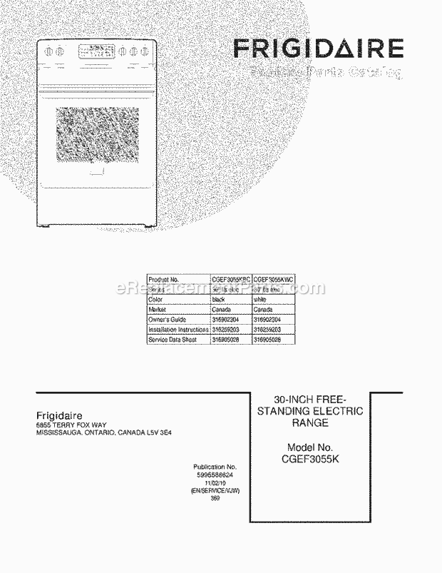 Frigidaire CGEF3055KBC Range Page C Diagram