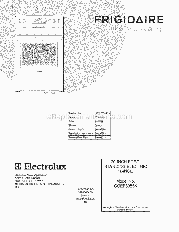 Frigidaire CGEF3055KFA Range Page C Diagram