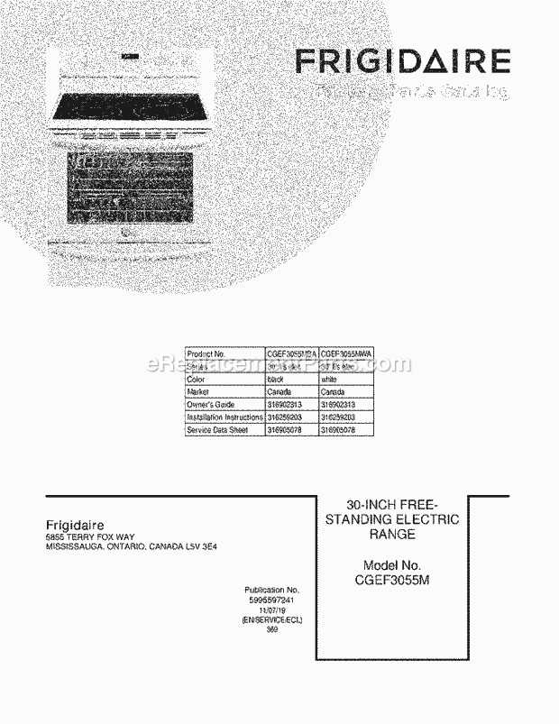 Frigidaire CGEF3055MWA Range Page C Diagram