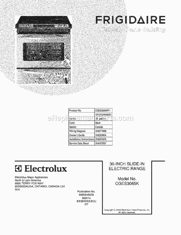 Frigidaire CGES3065KF1 Range Page C Diagram