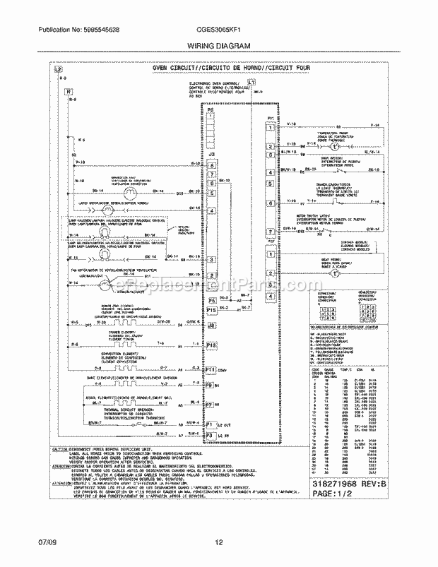 Frigidaire CGES3065KF1 Range Page F Diagram