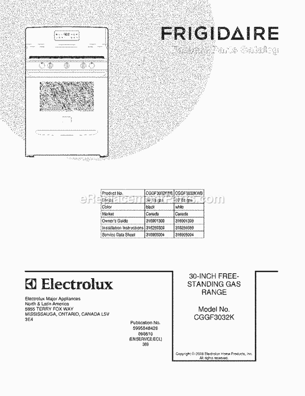 Frigidaire CGGF3032KBB Range Page D Diagram