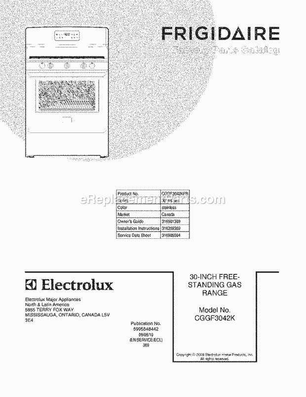 Frigidaire CGGF3042KFB Range Page D Diagram