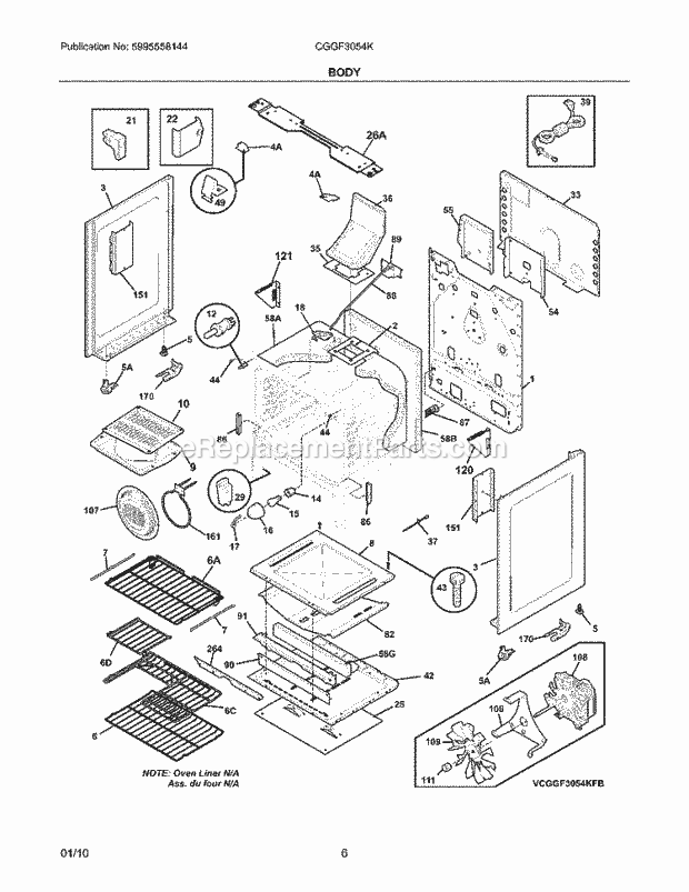 Frigidaire CGGF3054KBC Range Body Diagram