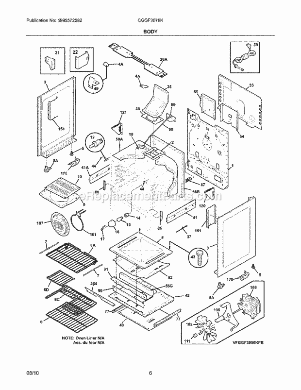 Frigidaire CGGF3076KWG Range Body Diagram