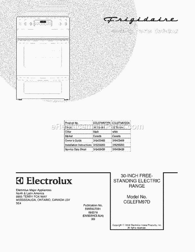 Frigidaire CGLEFM97DSK Freestanding, Electric Electric Range Page C Diagram