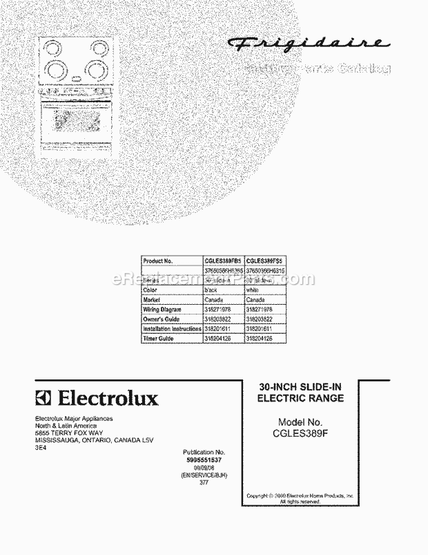 Frigidaire CGLES389FB5 Range Page C Diagram