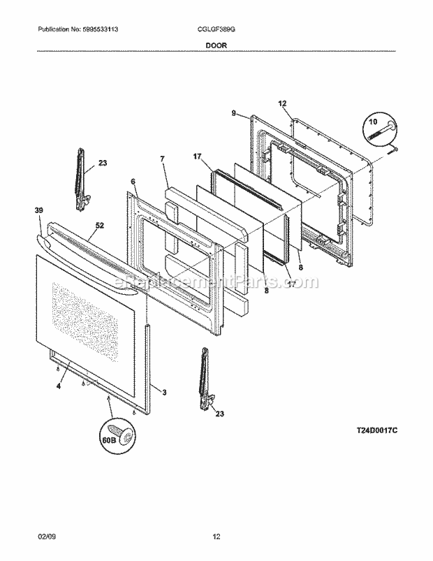 Frigidaire CGLGF389GBC Range Door Diagram