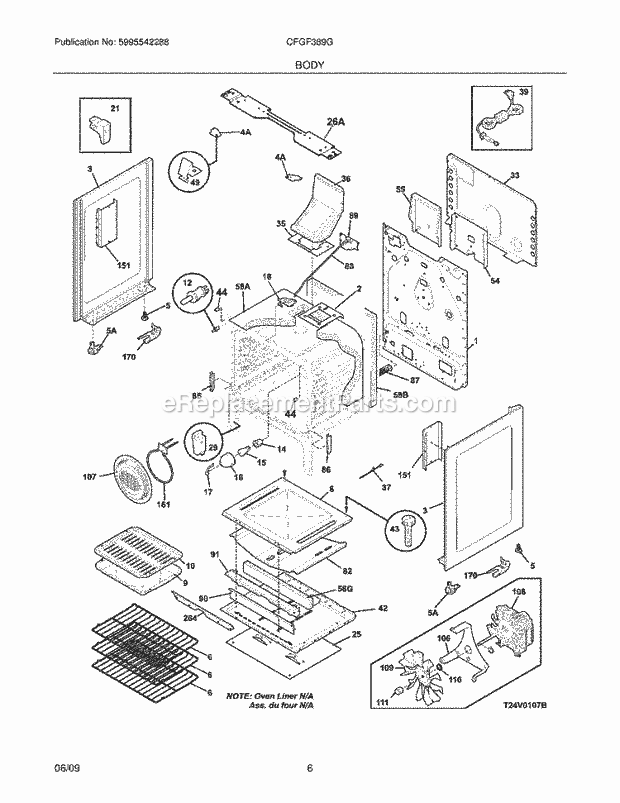 Frigidaire CGLGF389GSD Range Body Diagram