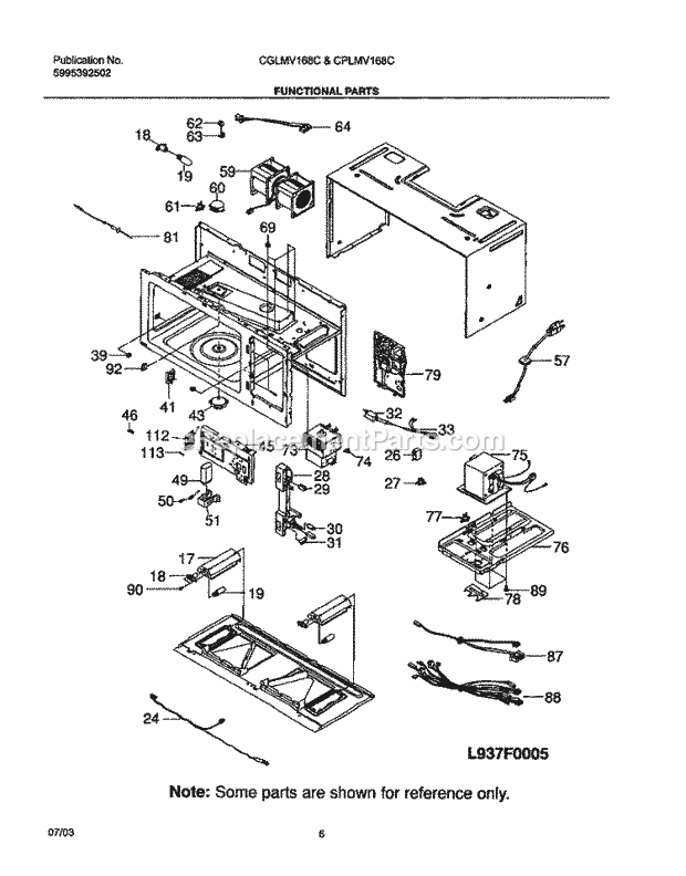 Frigidaire CGLMV168CQ1 Microwave Hood Combo Microwave Functional Parts Diagram