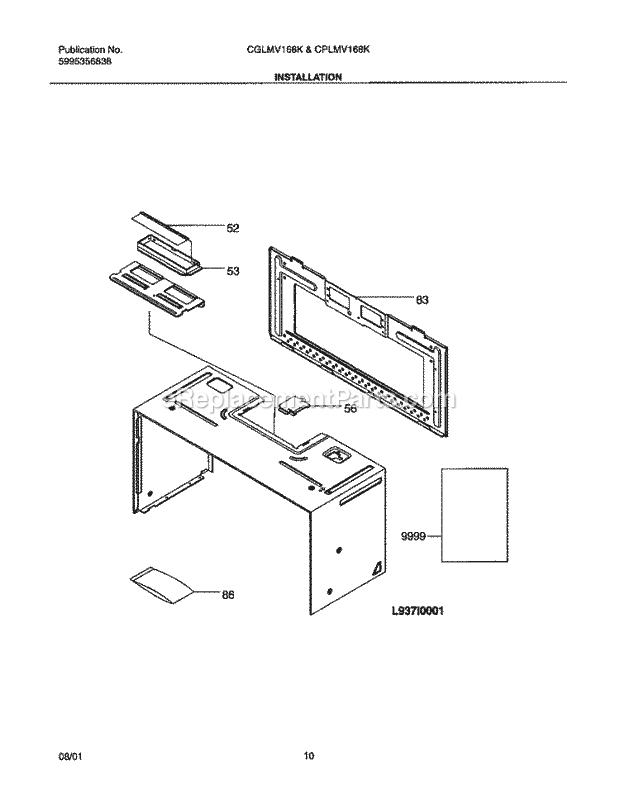 Frigidaire CGLMV168KB1 Microwave Hood Combo Microwave Installation Diagram