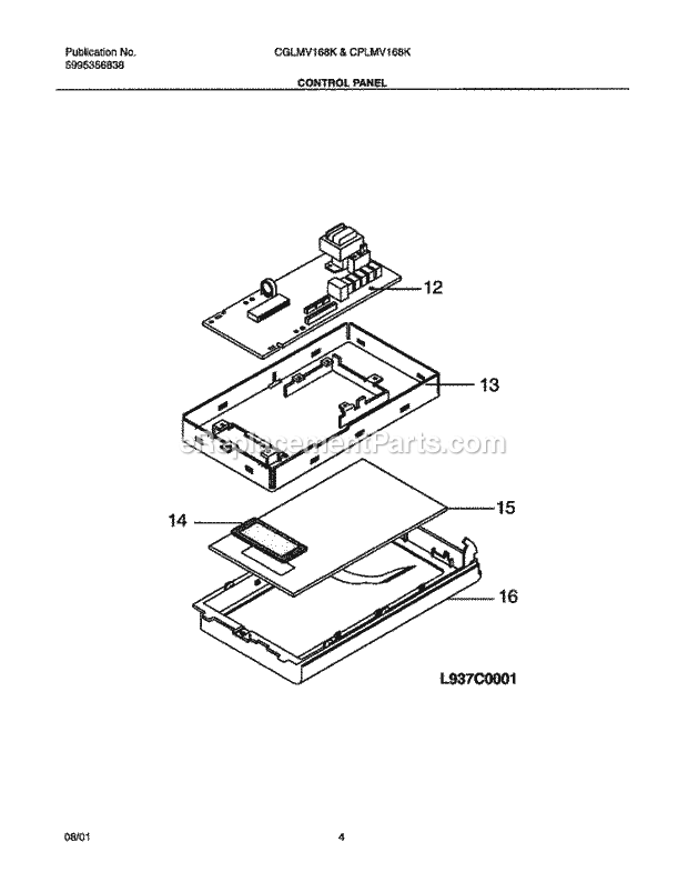 Frigidaire CGLMV168KQ1 Microwave Hood Combo Microwave Control Panel Diagram