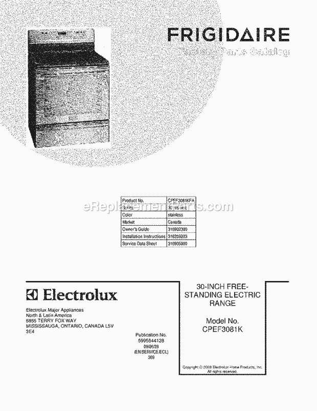 Frigidaire CPEF3081KFA Range Page C Diagram