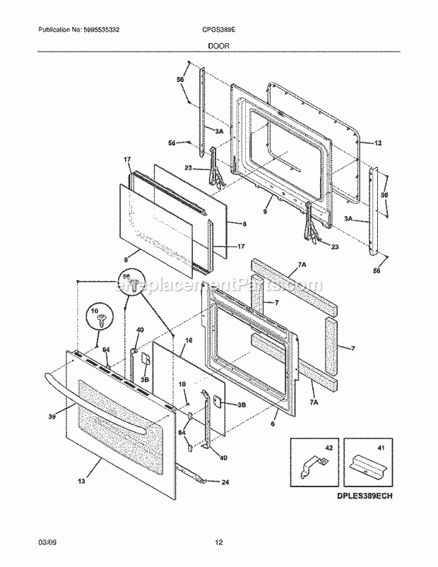 Frigidaire CPGS389ECB Range Door Diagram