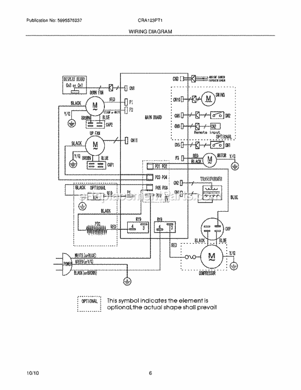 Frigidaire CRA123PT10 Air Conditioner Page C Diagram