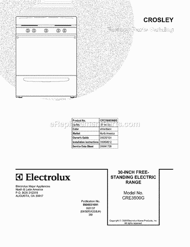 Frigidaire CRE3500GWBB Range Page E Diagram