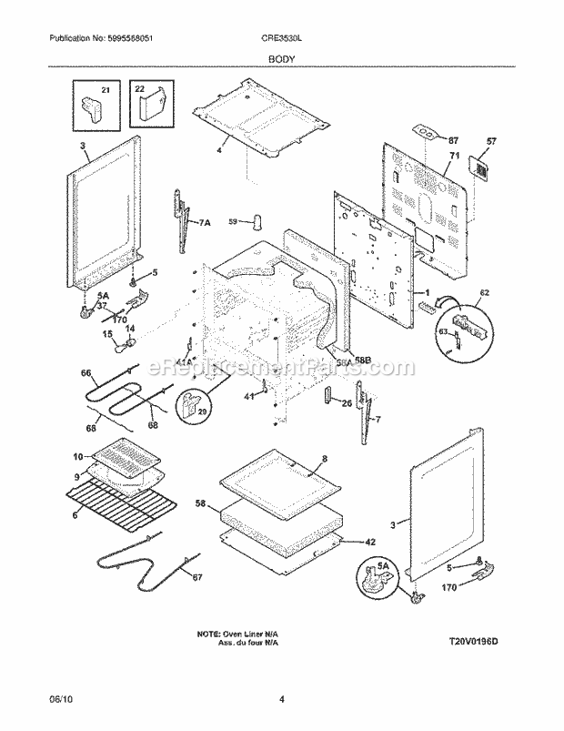 Frigidaire CRE3530LBA Range Body Diagram