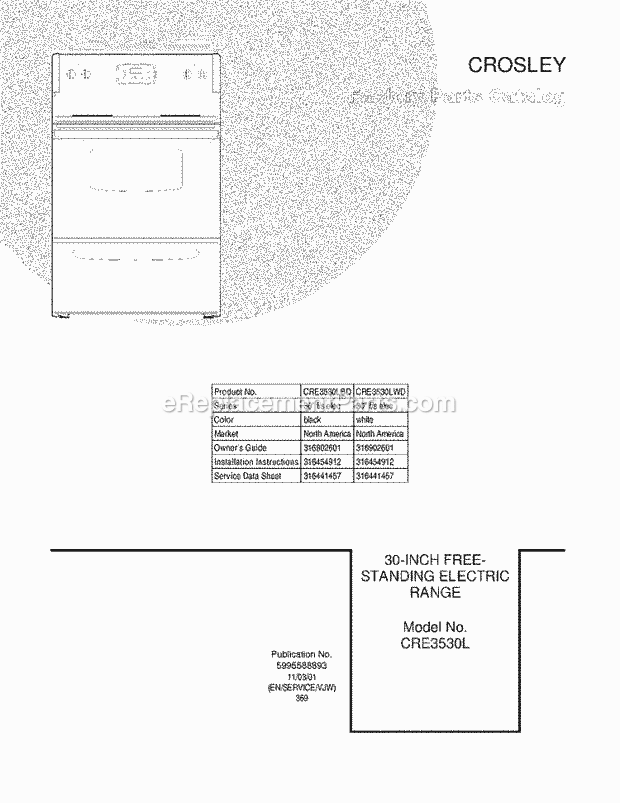 Frigidaire CRE3530LBD Range Page E Diagram