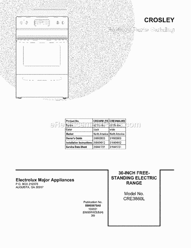 Frigidaire CRE3860LBB Range Page E Diagram